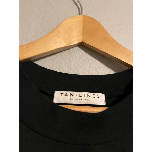 Tan Lines by Sivan Ayla Womens Sweatshirt Medium Black Cropped Casual Minimalist - Picture 2 of 7